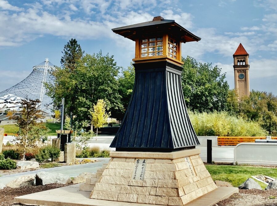 A replica of the Imazu Lighthouse from Japan, in Spokane.